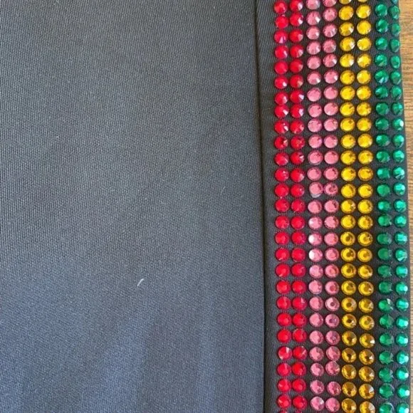 Pam & Gela Cropped Track Pants with Rhinestone Side Stripes Size L - Picture 4 of 11